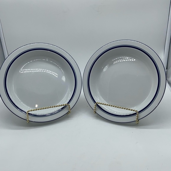 Set of 2 Vintage Dansk Bistro Blue Rimmed Soup Cereal Bowls - Picture 1 of 7